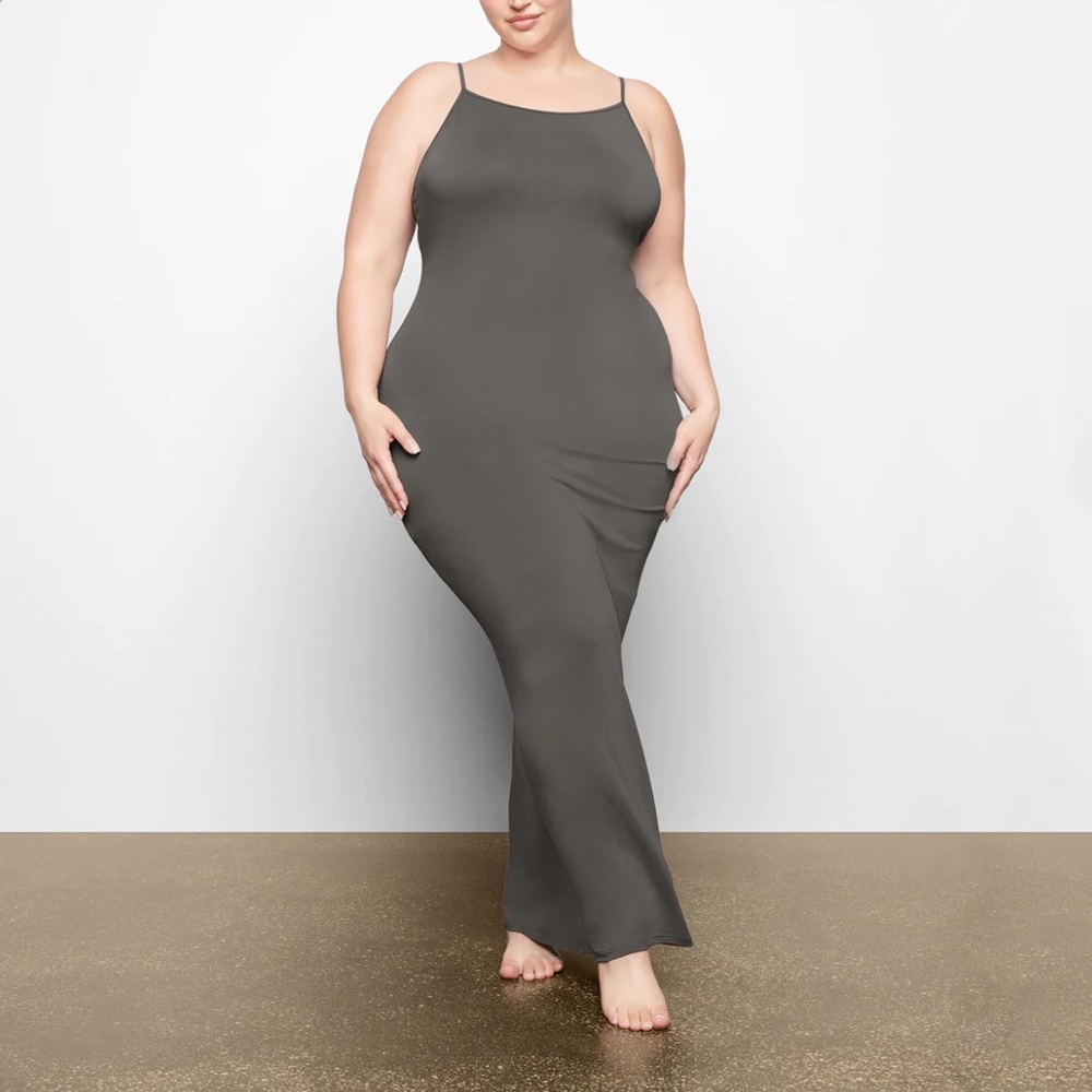 SKIMS | Soft Lounge Long Slip Dress (Gunmetal)